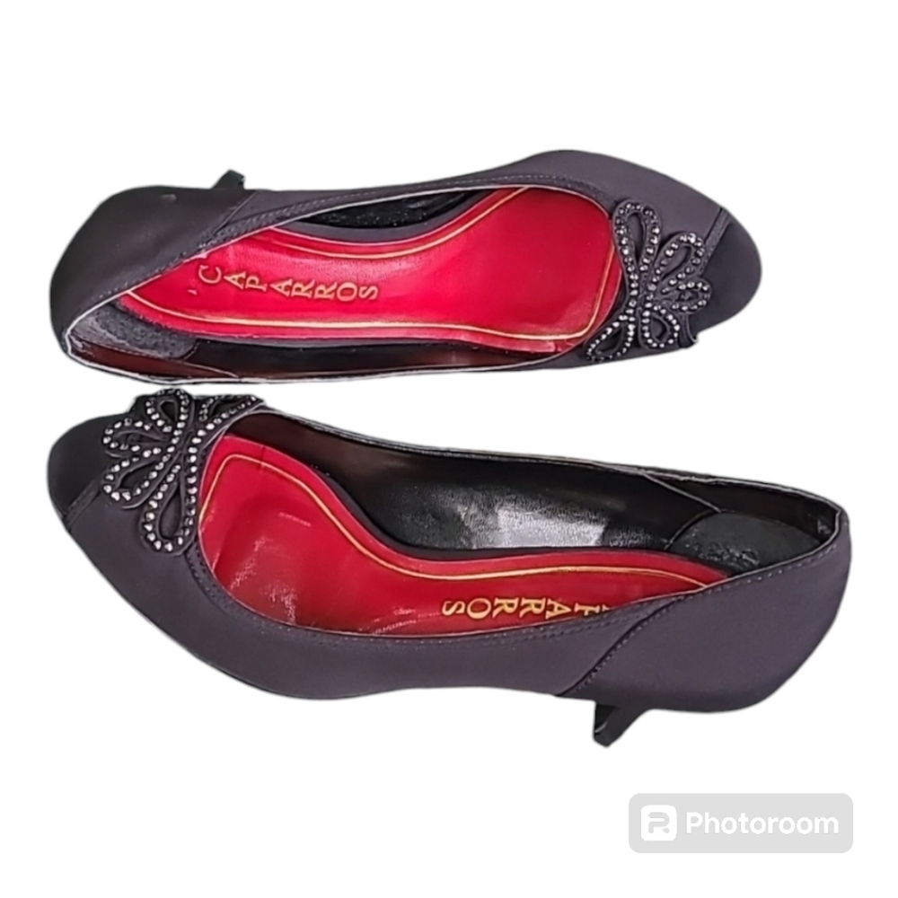 CAPARROS PEEP TOE BLACK HEELS 7.5 - Picture 12 of 12